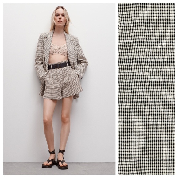 NWOT. Zara Black/Cream Check Double Breasted Blazer/Jacket. Size XS. - Picture 4 of 10